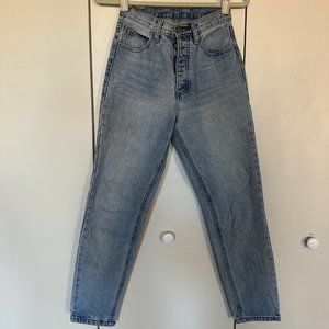 J. Galt Large High Rise Ridged Retro Tapered Leg Jeans Light Wash 80's